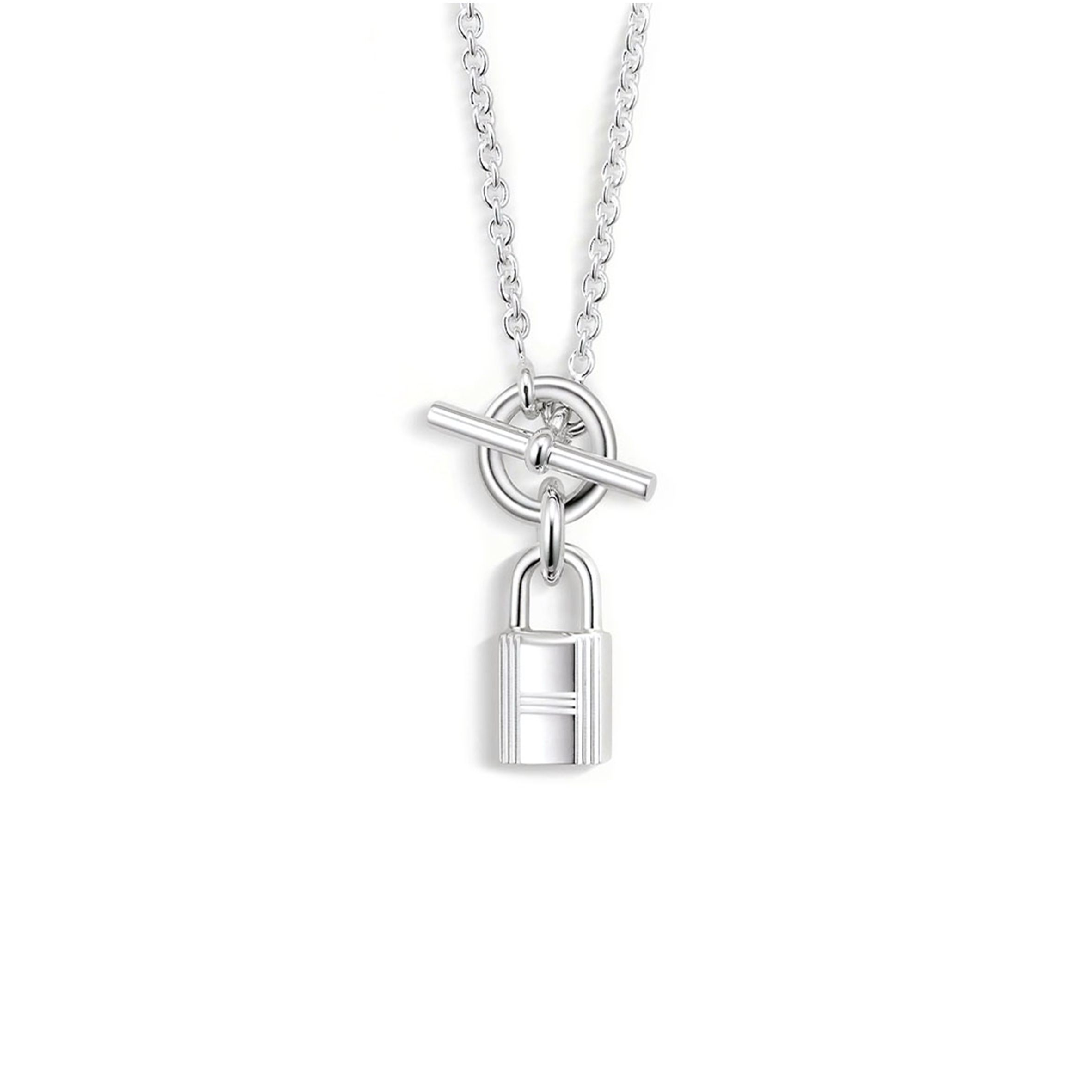 H**mes silver kelly cadenas pendant necklace